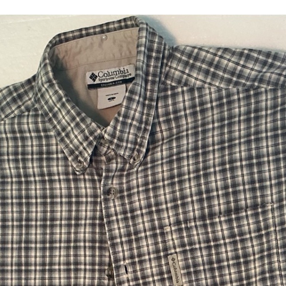 Columbia Sportswear Mens Large Blue Grey Plaid Long Sleeve Button Down Shirt - Picture 7 of 7